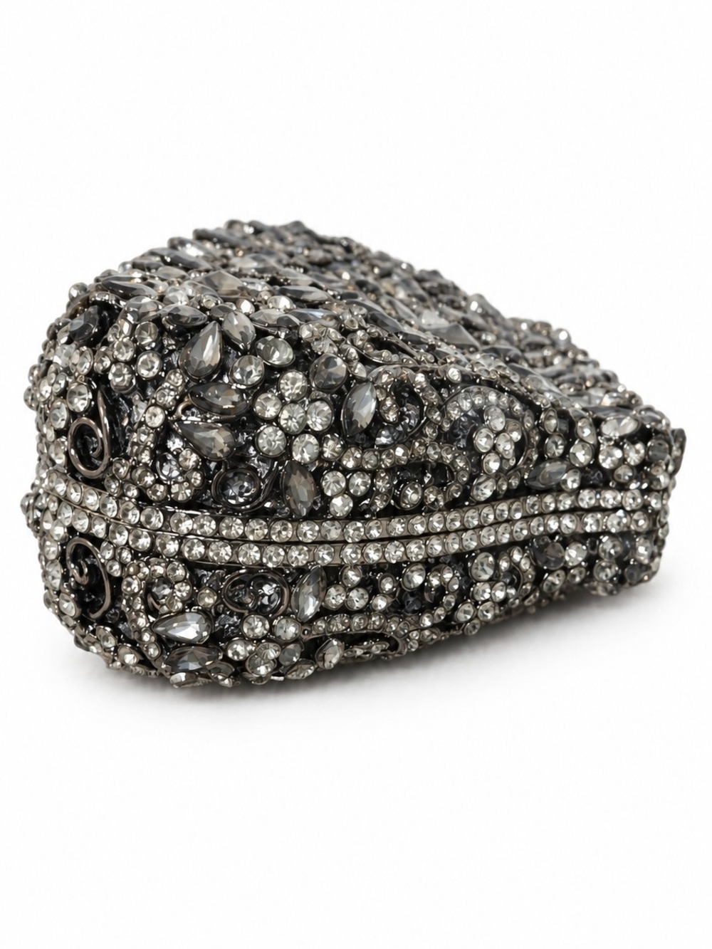 NWT Vintage Fawziya Gunmetal Rhinestone Intricate Evening Bag "Fabulous!" - Picture 10 of 16